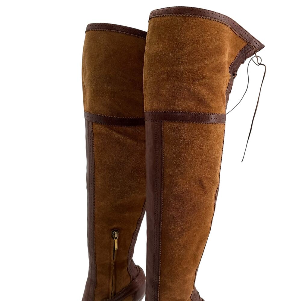 Dior Vintage Over The Knee Boots Brown Suede Leather Y2K Galliano EU 36.5 - Picture 11 of 15